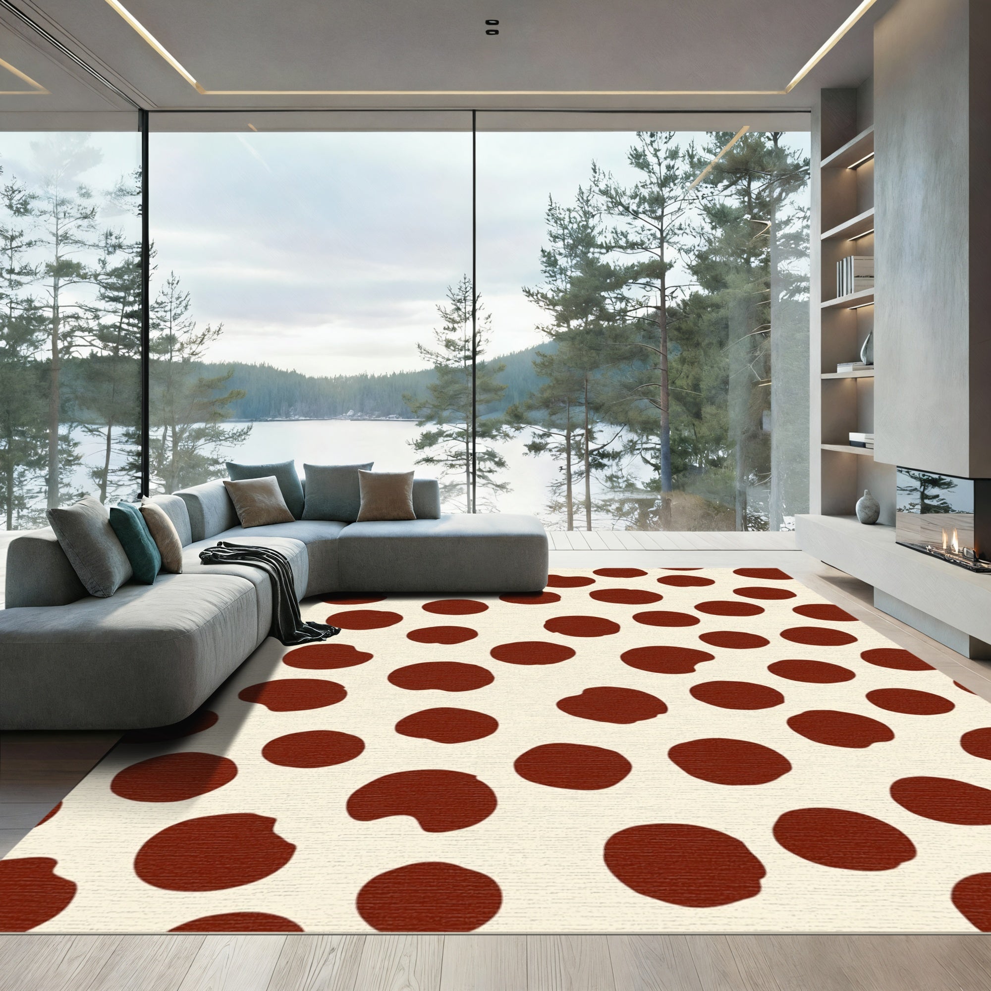Spotted Crimson Circles Background Rug