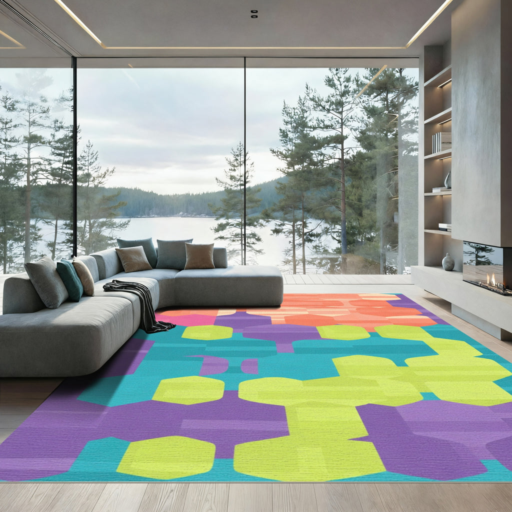 Geometric Hexagonal Cluster Abstract Rug