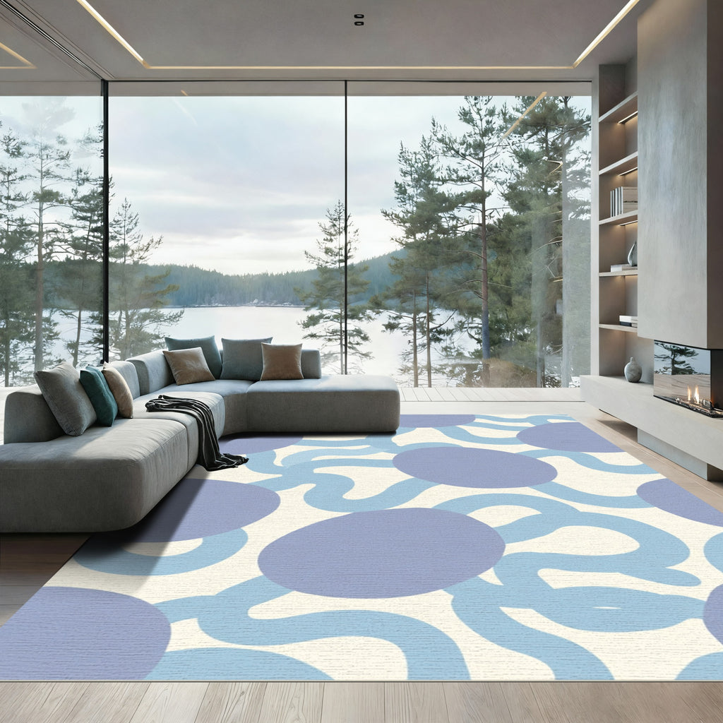 Pastel Blue Blob Abstract Curve Rug