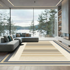 Neutral Tones Horizontal Stripe Border Rug