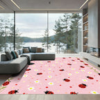Pink Ladybug Daisy Garden Rug