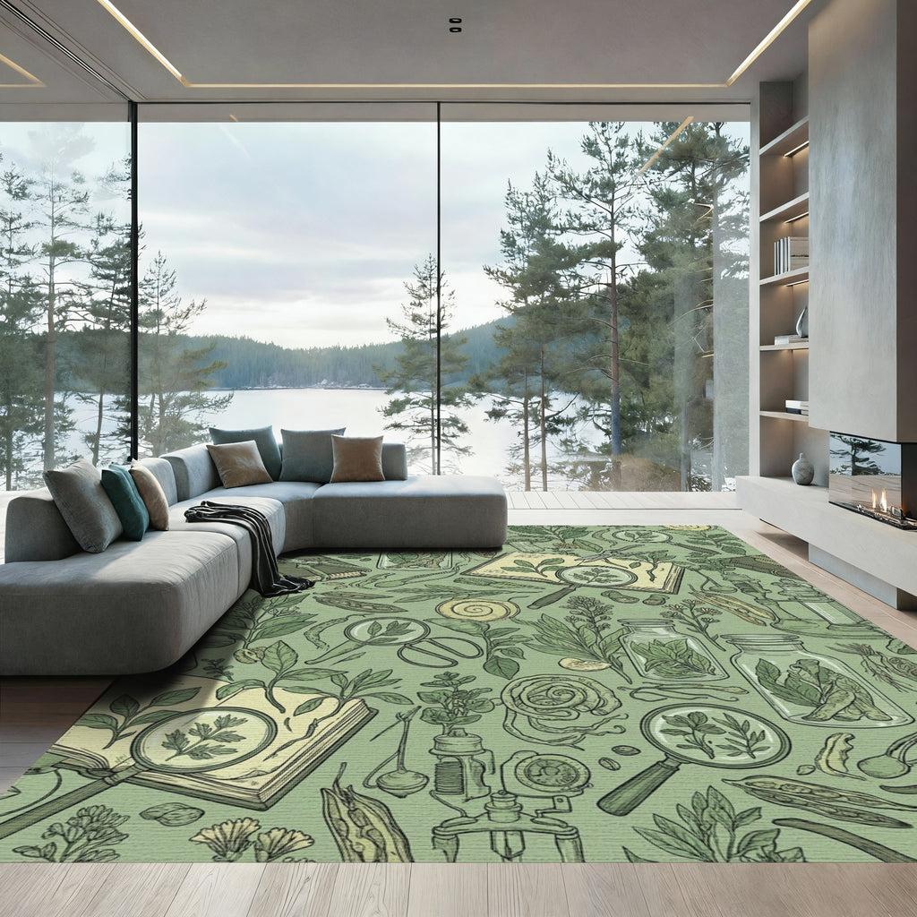 Botanical Field Study Illustration Rug