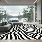 Bold Black White Abstract Zebra Rug