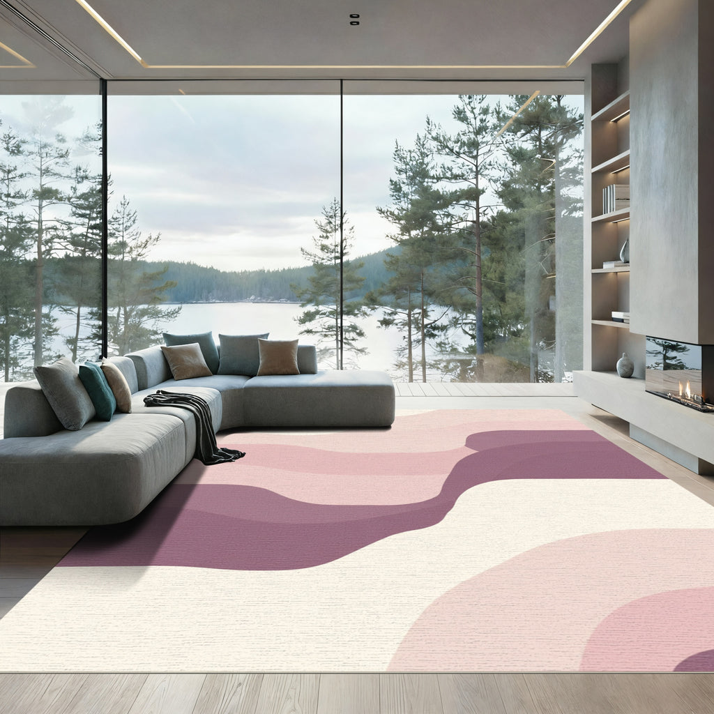 Blush Pink Gradient Wave Rug