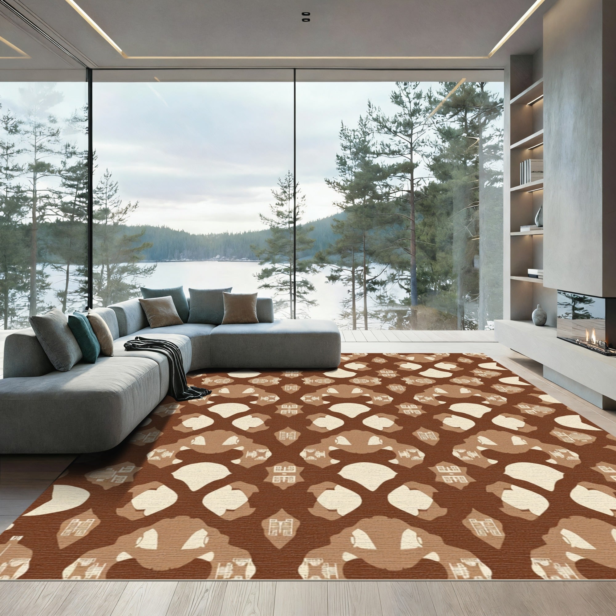 Earth Tones Ornate Architectural Lattice Rug