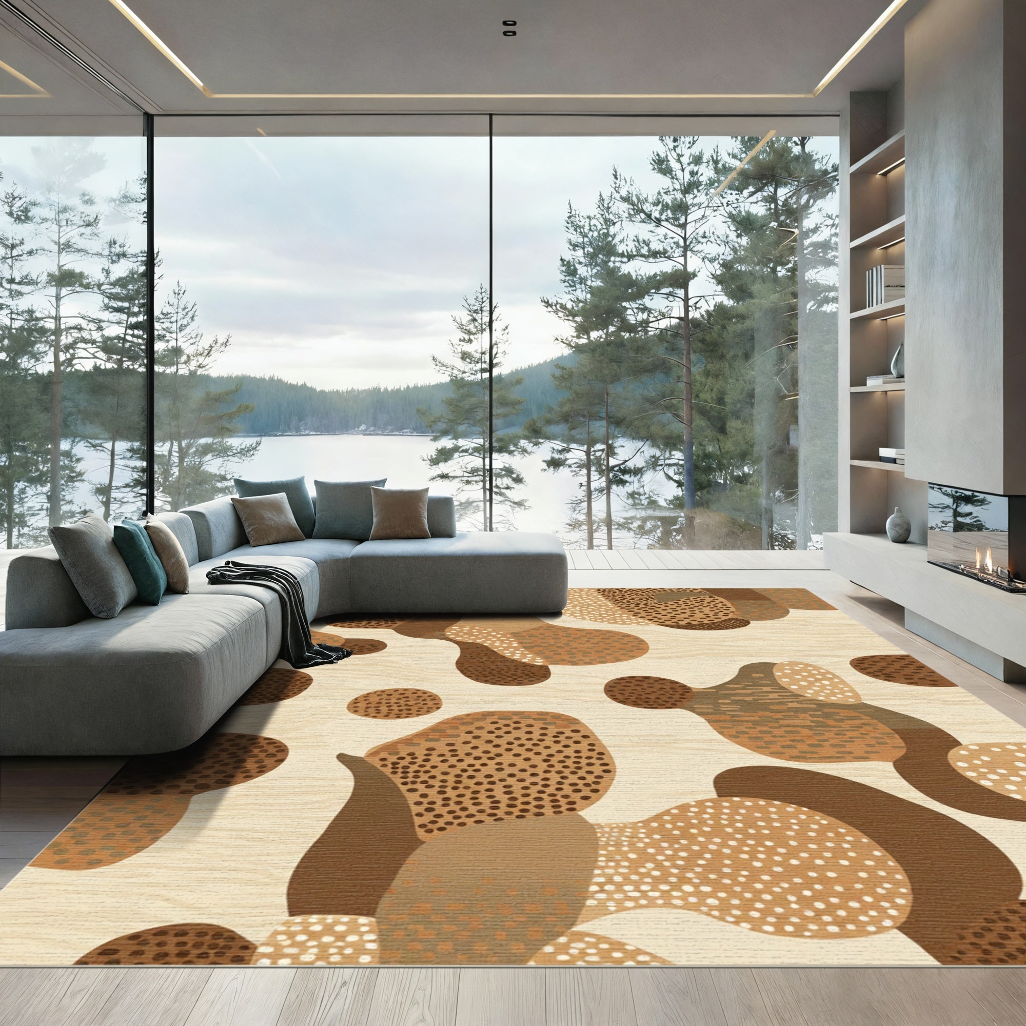 Earthy Organic Shapes Textile Rug