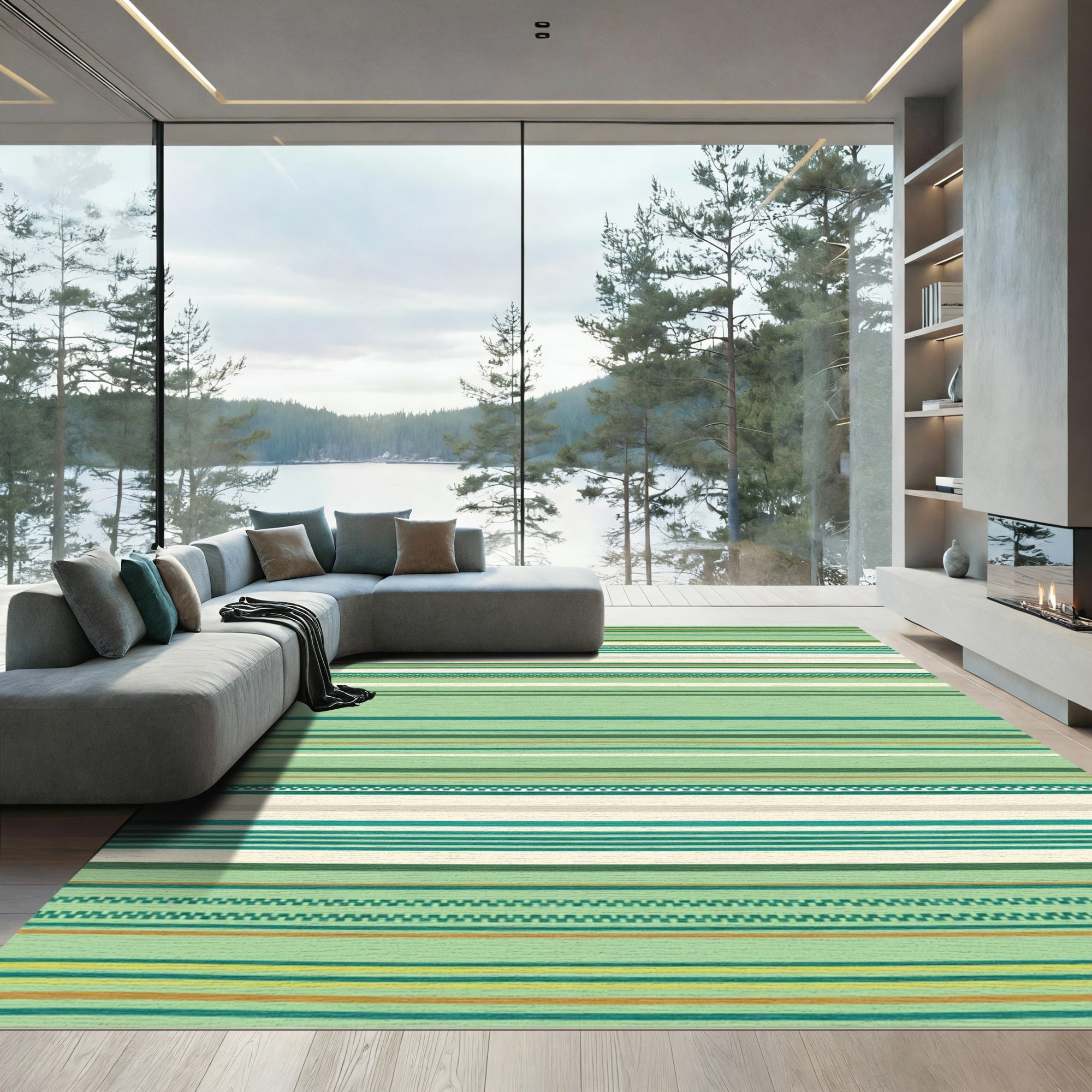 Mint Green Multi Stripe Rug