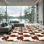 Brown Cream Pink Abstract Interlocking Shapes Rug
