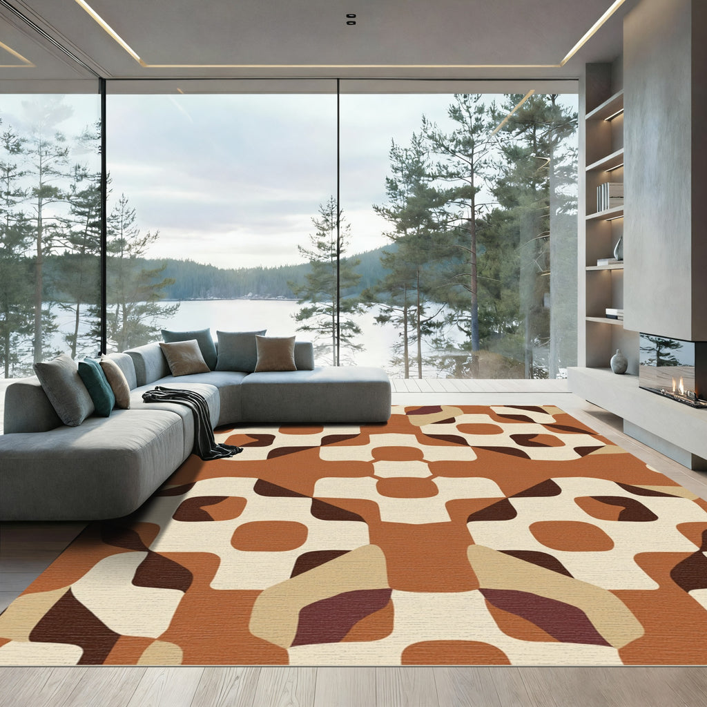 Earthy Tones Abstract Geometric Blend Rug