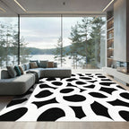 Black White Abstract Interlocking Rings Rug