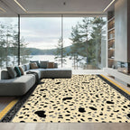 Dappled Black Gray Terrazzo Bordered Rug