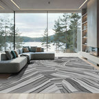 Monochrome Abstract Wood Grain Rug