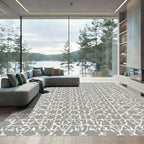 Neutral Gray Geometric Lattice Abrasion Rug