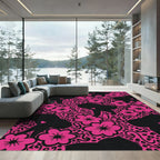 Hot Pink Elephant Floral Whimsy Rug