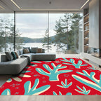 Coral Red Abstract Coral Grove Rug