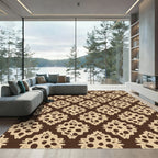 Brown Cream Mandala Tile Rug
