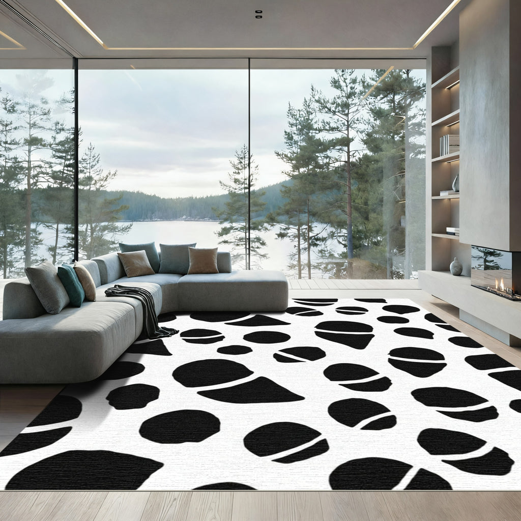 Black White Organic Spots Rug