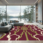 Rich Burgundy Abstract Organic Flow Rug