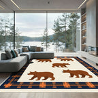 Brown Bear Plaid Border Rug