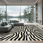 Black White Zebra Stripe Abstract Rug