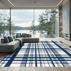 Classic Navy Cream Plaid Rug