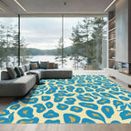 Blue Gold Abstract Spots Rug