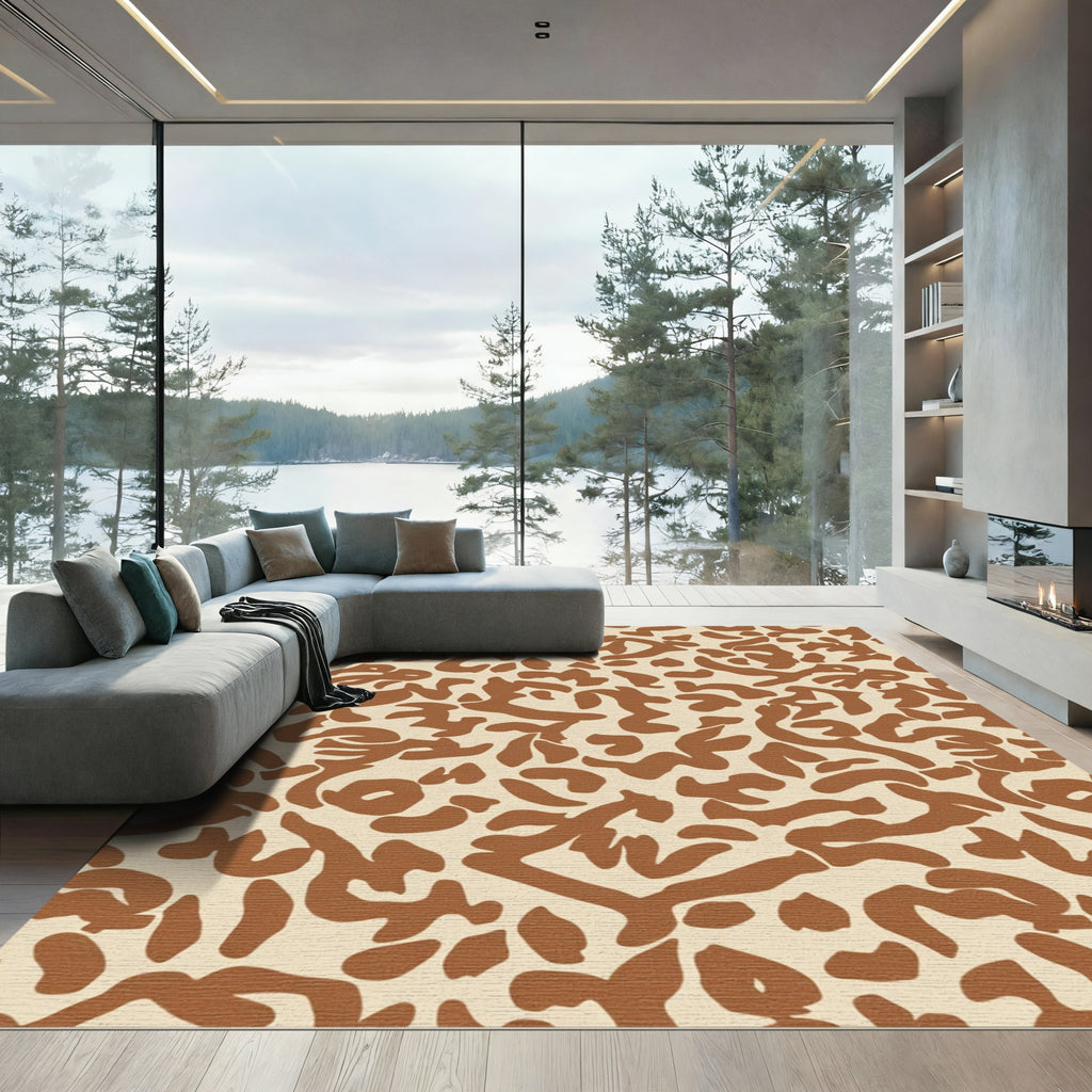 Organic Shape Terra Cotta Abstract Rug