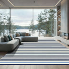 Navy Cream Blue Stripe Rug