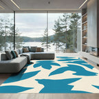Teal Abstract Leafy Silhouette Rug