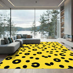 Bright Yellow Black Circle Scatter Rug