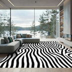 Monochrome Wavy Zebra Streak Rug