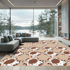 Brown White Abstract Diamond Grid Rug