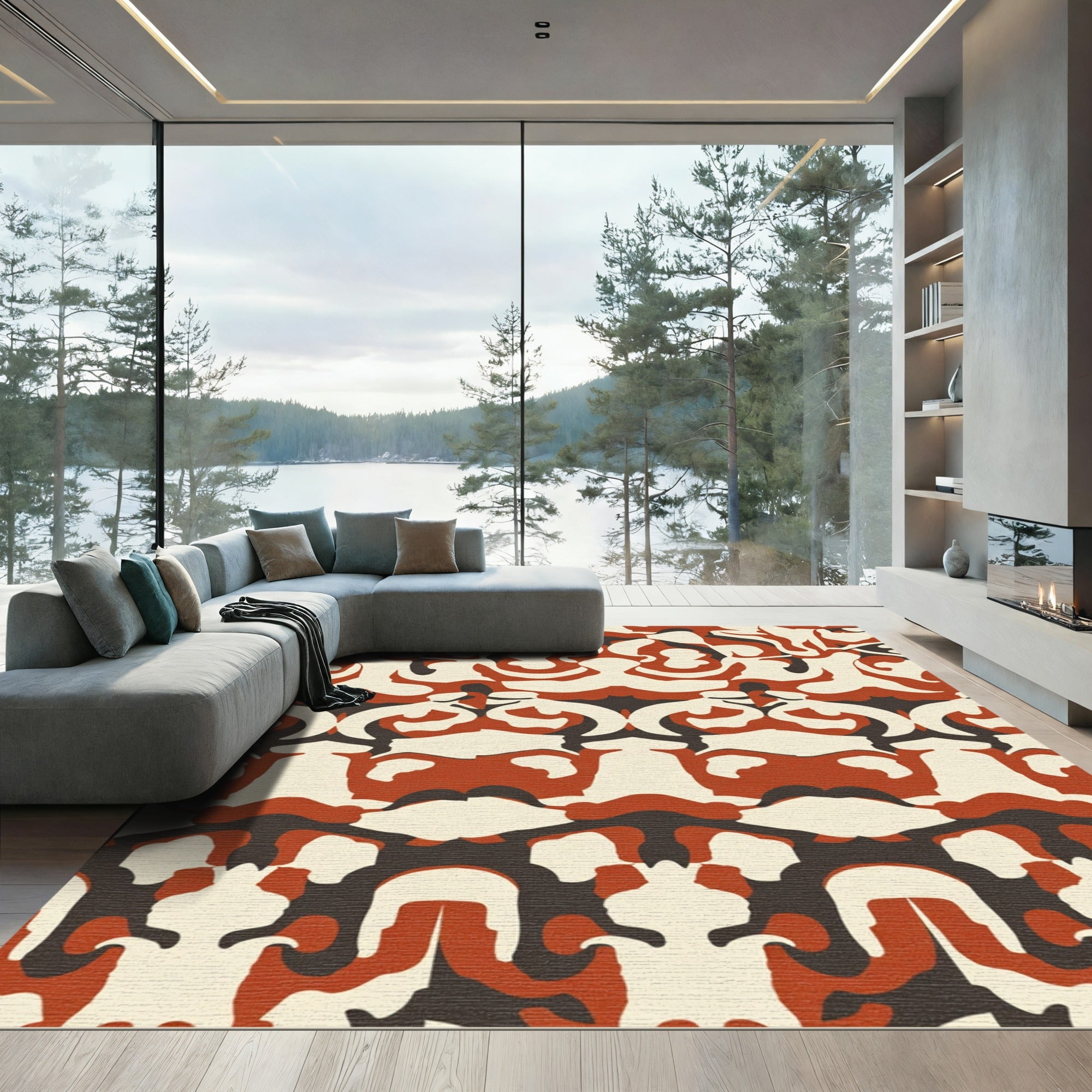 Terra Cotta Ochre Abstract Repeat Rug