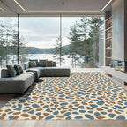 Earthy Blue Pebble Scatter Rug