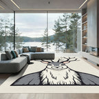 Majestic Antlered Creature Illustration Rug