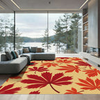Crimson Amber Leafy Scatter Rug