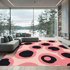 Pink Black Organic Circles Rug