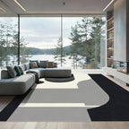 Modern Monochrome Abstract Geometric Shapes Rug