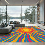 Radiant Psychedelic Sunburst Rays Rug