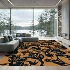 Abstract Black Amorphous Swirls Rug