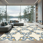 Blue Gold Contemporary Medallion Rug