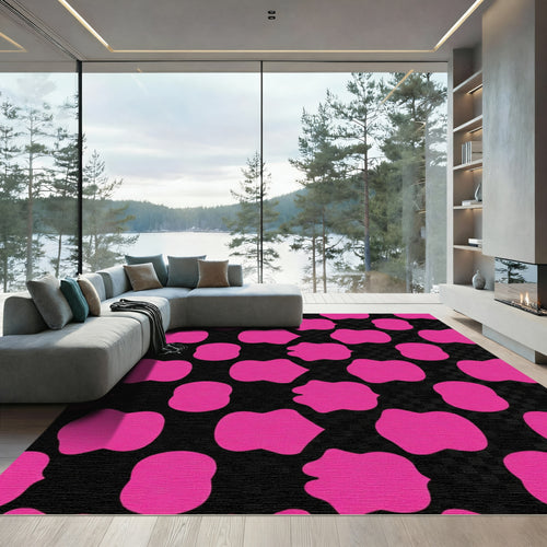 Bold Hot Pink Amoeba Shapes Rug