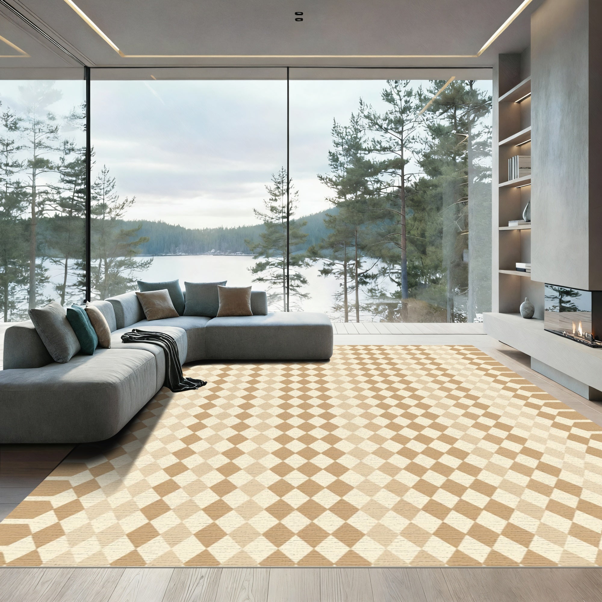 Earthy Diamonds Gradient Square Rug