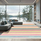 Colorful Horizontal Stripe Textured Rug