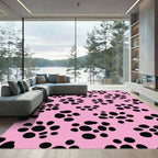 Pink Black Dot Cluster Rug