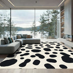 Black White Spotty Organic Texture Rug