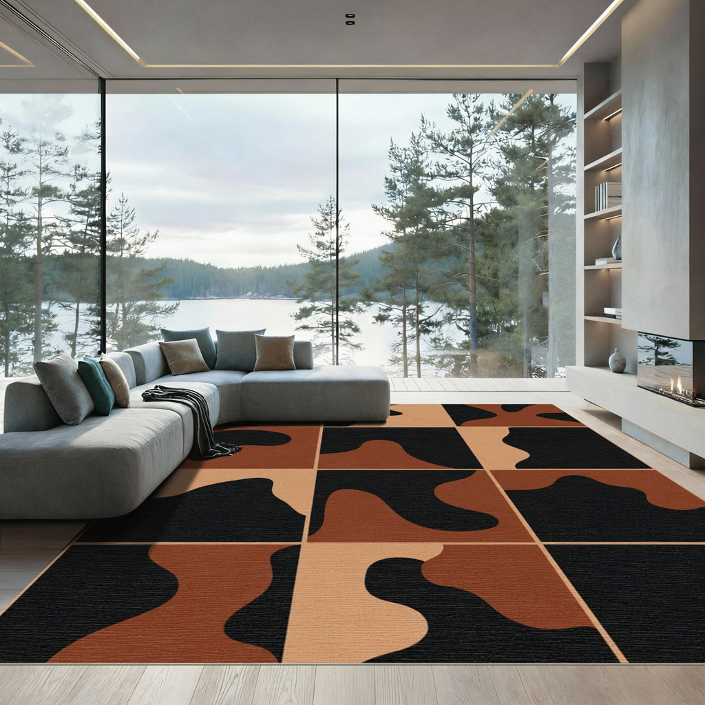 Organic Coffee Black Forms Rug