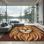 Golden Lion Face Brown Mane Rug