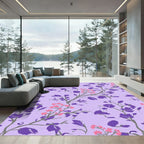 Violet Purple Flower Vine Branches Rug