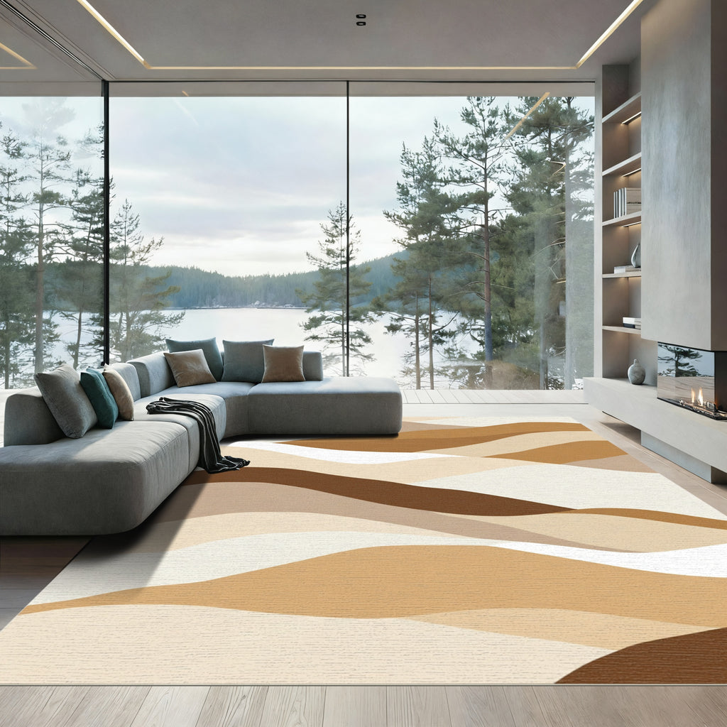 Earthy Toned Abstract Wavy Lands Rug